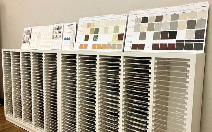 横浜ショールーム　床材の現物展示