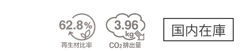再生材比率62.8％ CO₂排出量3.96㎏ 国内在庫