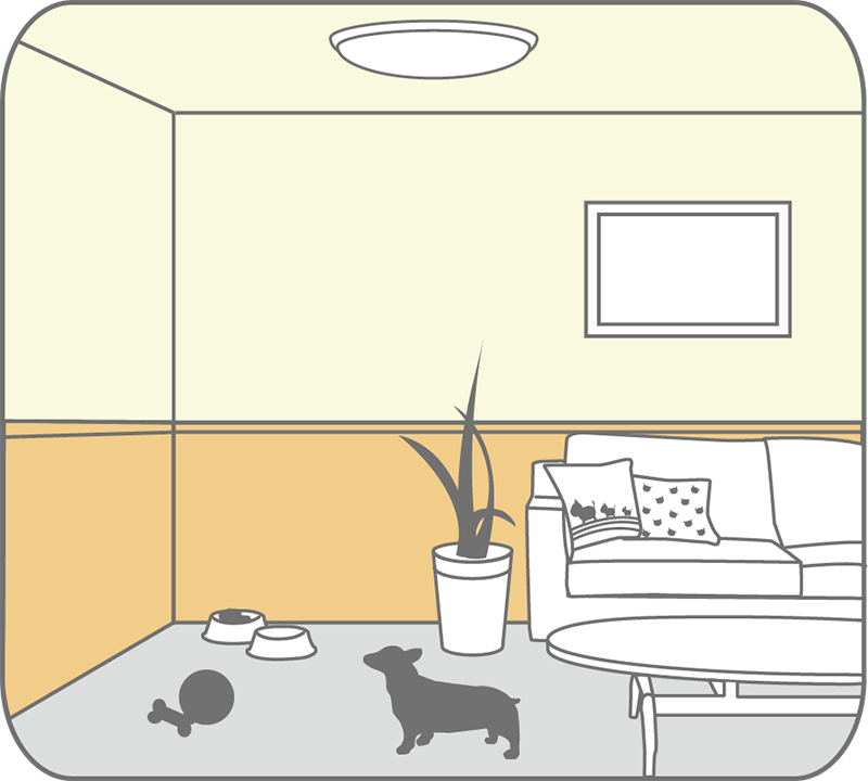 壁紙の貼り分け方法（犬の場合）のイラスト