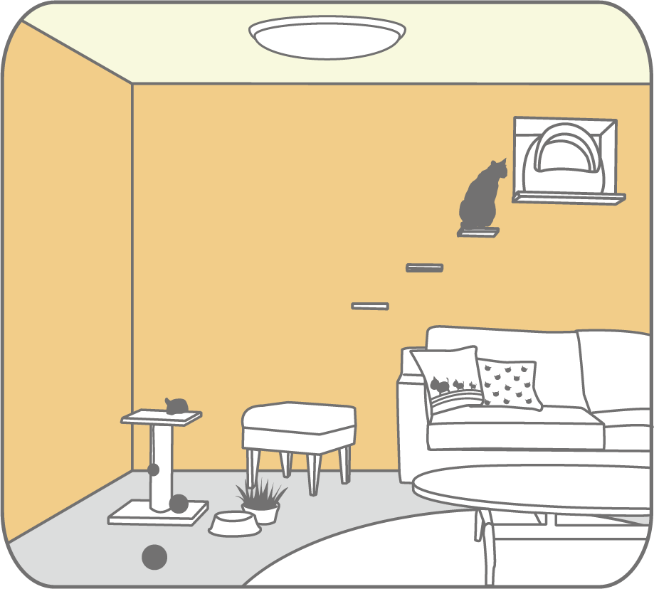 壁紙の貼り分け方法（猫の場合）のイラスト