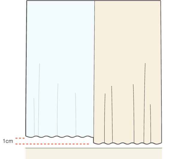 ドレープとレースの２枚を掛ける時の説明画像