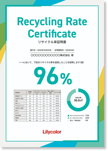 リサイクル率証明書（イメージ）