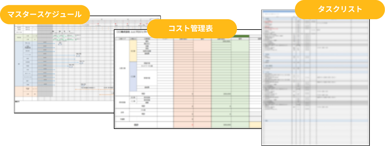 マスタースケジュール・タスクリスト・コスト管理表